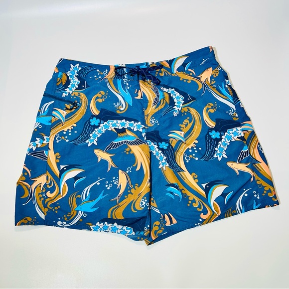 Patagonia Other - Patagonia shorts Wavefarer Boardshorts fish pattern blue and orange men size 38